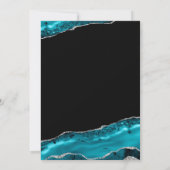 ティール(緑がかった色)アゲートシルバーグリッターゲフォーマルオ結婚ーズ 招待状 (裏面)