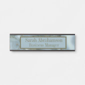 ティール（緑がかった色）アゲートマーブルジオードビジネスオフィスドアサイン サインプレート (正面)