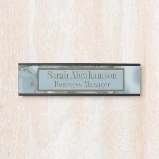 ティール（緑がかった色）アゲートマーブルジオードビジネスオフィスドアサイン サインプレート (正面)