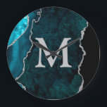 ティール(緑がかった色)アゲートモパーソナライズされたノグラムアクリル ラージ壁時計<br><div class="desc">このティール(緑がかった色)Agate Acryl Wall Clockをカスタマイズし、デザインに文字を追カスタム加します。</div>