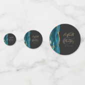 ティール（緑がかった色）アゲート金ゴールドグリッターフォトダーク結婚ズ コンフェッティ (正面)