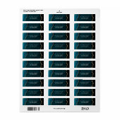 ティール(緑がかった色)アゲート金ゴールド結婚グリッター差出人住所 ラベル (フルシート)