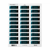 ティール（緑がかった色）アゲート金ゴールド結婚グリッター差出人住所 ラベル (フルシート)