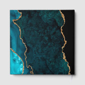 ティール(緑がかった色)アゲ結婚ート金ゴールド ゲストブック (裏面)