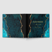 ティール(緑がかった色)アゲ結婚ート金ゴールド ゲストブック (全面)