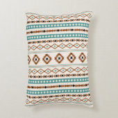 ティール(緑がかった色)アステカテラコッタブルクCrmミックスモチーフ(V)パターン アクセントクッション (正面(垂直))