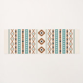 ティール（緑がかった色）アステカテラコッタブルクCrm混合モチーフのパターン ヨガマット (裏面(横))