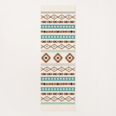 ティール（緑がかった色）アステカテラコッタブルクCrm混合モチーフのパターン ヨガマット (裏面)