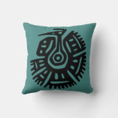 ティール(緑がかった色)アステカハゲハ付き枕 クッション (裏面)