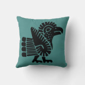 ティール(緑がかった色)アステカモチーフ付きローターピロー クッション (裏面)