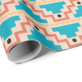 ティール（緑がかった色）アステカ模様 ラッピングペーパー (ロールコーナー)