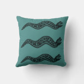 ティール(緑がかった色)アステカ毛付き枕 クッション (裏面)