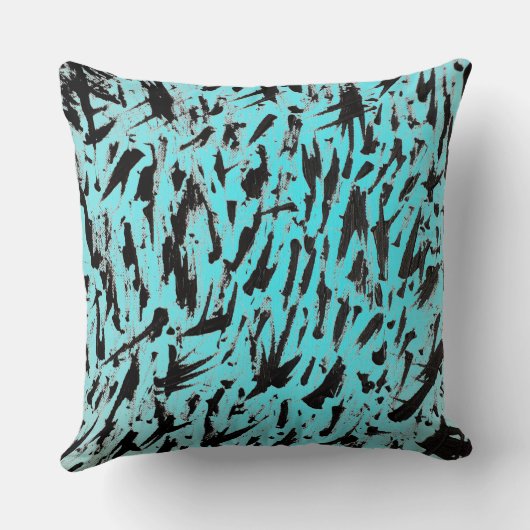 ティール(緑がかった色)アニマルプリント抽象芸術 クッション (裏面)