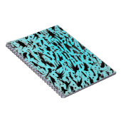 ティール（緑がかった色）アニマルプリント抽象芸術 ノートブック (右側)