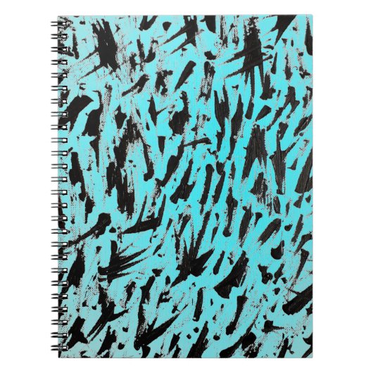 ティール（緑がかった色）アニマルプリント抽象芸術 ノートブック (正面)