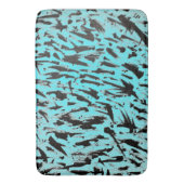 ティール(緑がかった色)アニマルプリント抽象芸術 バスマット (正面縦)