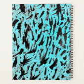 ティール（緑がかった色）アニマルプリント抽象芸術 プランナー手帳 (裏面)