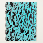 ティール（緑がかった色）アニマルプリント抽象芸術 プランナー手帳 (正面)