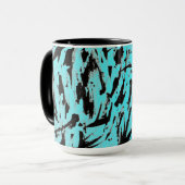 ティール（緑がかった色）アニマルプリント抽象芸術 マグカップ (正面左)