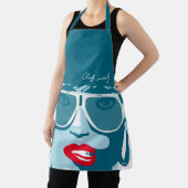 ティール（緑がかった色）アポップ・アートのートかわいらし女性サングラスレッドリップ エプロン (インサイチュ)