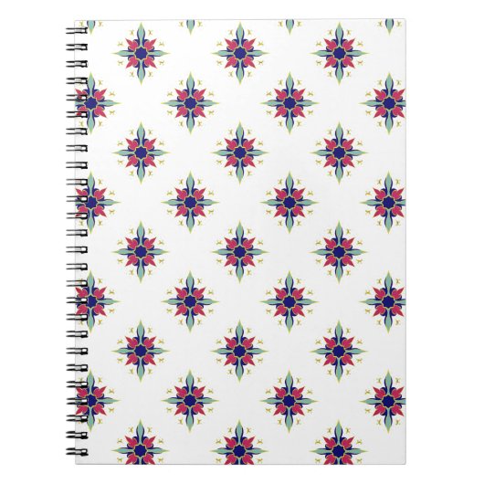 ティール（緑がかった色）アラビアパターン（の模様が）ある緩和曲線 ノートブック (正面)