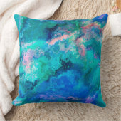 ティール（緑がかった色）アワビ絵画シェル クッション (ブランケット)