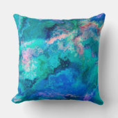 ティール（緑がかった色）アワビ絵画シェル クッション (正面)