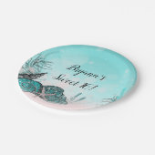 ティール（緑がかった色）アンダーザシーシェルビーチスウィート16パーティー ペーパープレート (アングル)