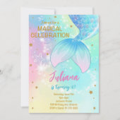 ティール（緑がかった色）アンダーザシーマーメイドテール誕生日招待状 招待状 (正面)