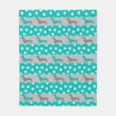 ティール(緑がかった色)アンドグレーダシュントフリースブランケット フリースブランケット (正面)