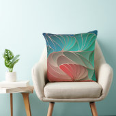 ティール（緑がかった色）アンドコーラルニューアールヌーボー クッション (椅子)