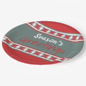 ティール（緑がかった色）アンドバーンレッド ペーパープレート (アングル)