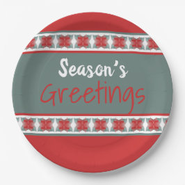 ティール（緑がかった色）アンドバーンレッド ペーパープレート