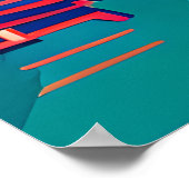 ティール（緑がかった色）アンドピーチビーチ抽象芸術AIアート ポスター (角)