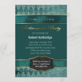 ティール(緑がかった色)アーガイルクラシック退職パーティの招待状 招待状
