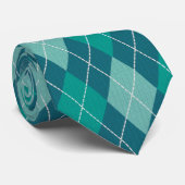 ティール(緑がかった色)アーガイルダイヤモンドパターン – 青 – 緑トーン ネクタイ (ロール)