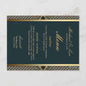 ティール(緑がかった色)アート結婚オルタナティブのメニューテーブル番号 ポストカード (裏面)