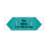 ティール(緑がかった色)アールデコキルトインスパイア ラベル (正面)