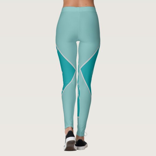 ティール（緑がかった色）アールデコキルトインスパイア レギンス (裏面)