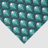 ティール（緑がかった色）アールデコ模様の濃淡 薄葉紙 (詳細)