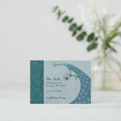 ティール（緑がかった色）アールヌーボーヴィンテージピーコックブティックカード 名刺 (スタンド正面)