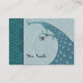 ティール（緑がかった色）アールヌーボーヴィンテージピーコックブティックカード 名刺 (裏面)