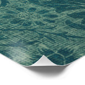 ティール（緑がかった色）,アールヌーボー,ヴィンテージ,フローラ，パターン，ティール（緑がかった色） ポスター (コーナー)