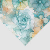 ティール（緑がかった色）イエローアルコールインクイラストレーションプリント 薄葉紙 (詳細)