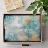 ティール（緑がかった色）イエローアルコールインクイラストレーションプリント 薄葉紙 (ギフト)