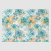 ティール（緑がかった色）イエローアルコールインクイラストレーションプリント 薄葉紙 (正面)