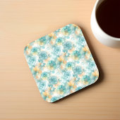 ティール(緑がかった色)イエローアルコールインクイラストレーション コースター