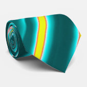 ティール(緑がかった色)イエローオレンジ抽象芸術ストライプ ネクタイ (ロール)