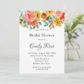 ティール(緑がかった色)イエローオレンジ牡丹ブライダルシャワー招待 招待状 (スタンド正面)