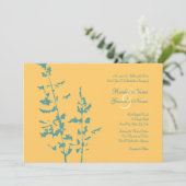 ティール(緑がかった色)&イエローカントリーフローラ結婚式招待状 招待状 (スタンド正面)